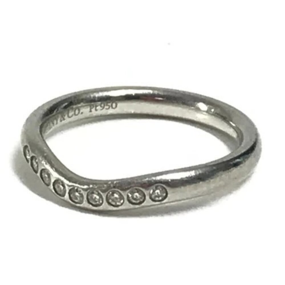 TIFFANY&Co. Jewelry Curved Band Peretti Platinum 9P Diamond Ring Pt950 Silver